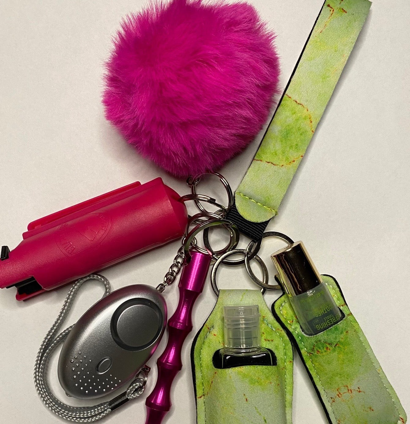 Pink & Green Marble Self-Defense Keychain set