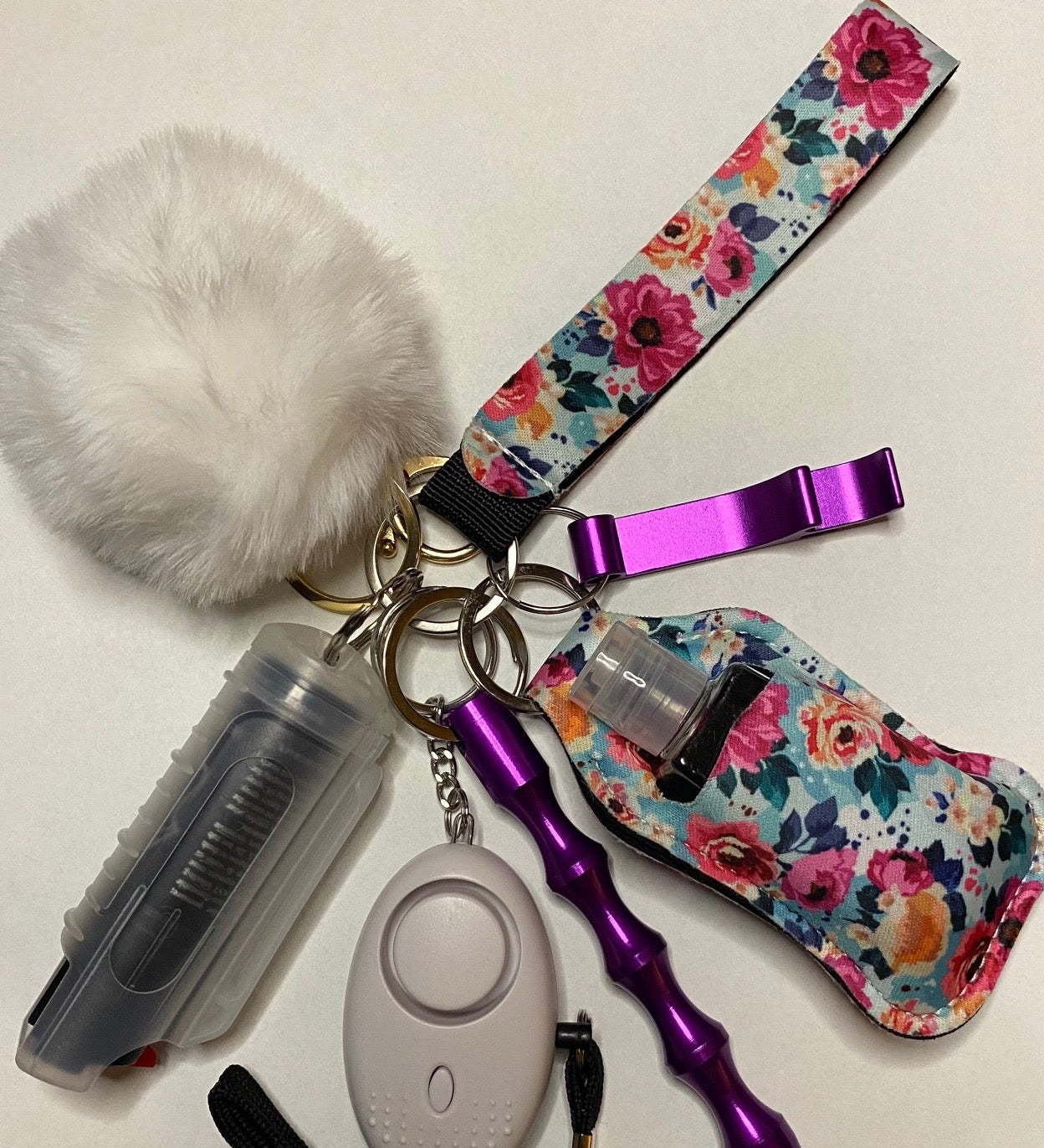 Purple Floral Self-Defense Keychain Set