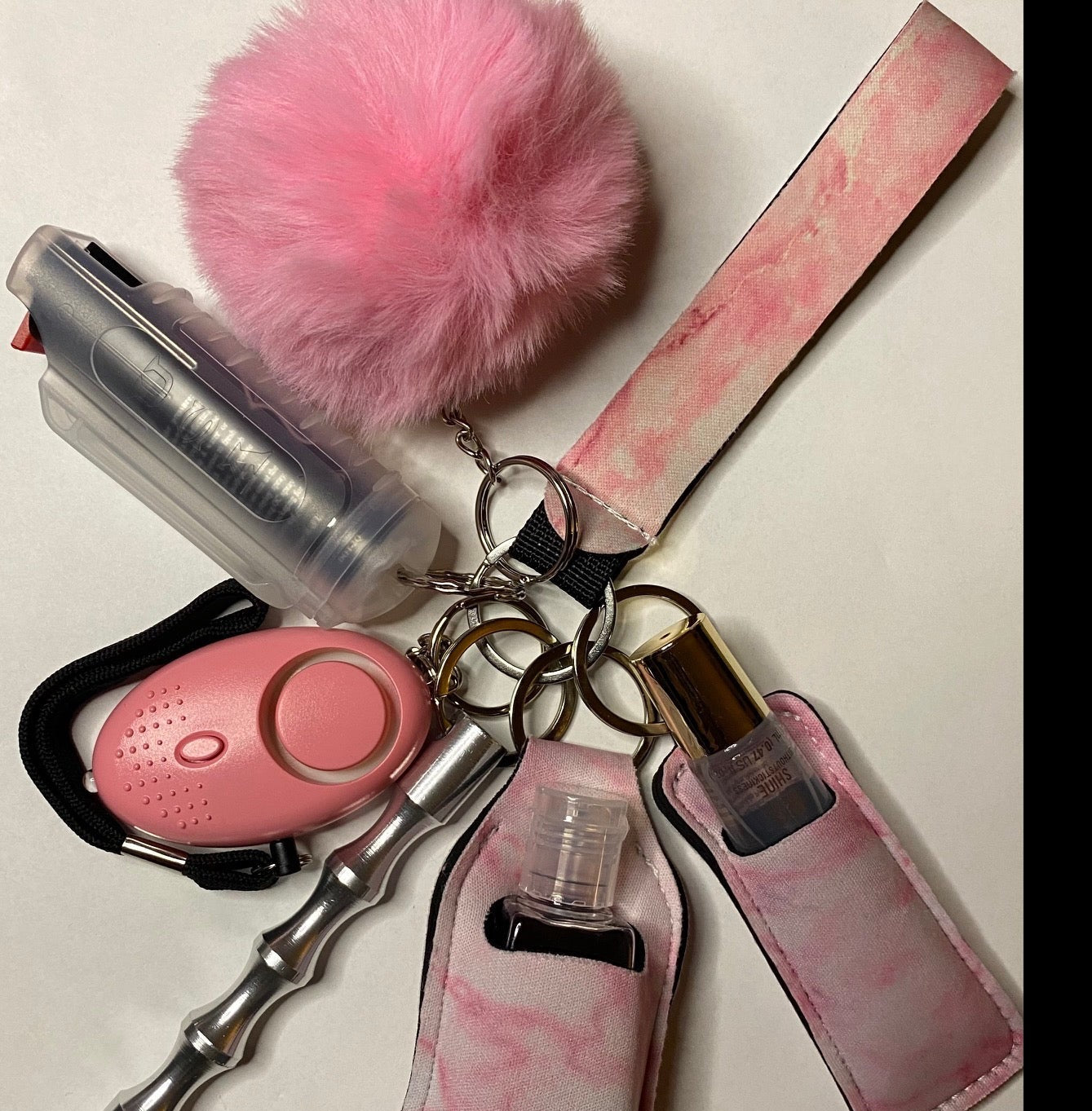 Pink Marble Self-Defense Keychain Set