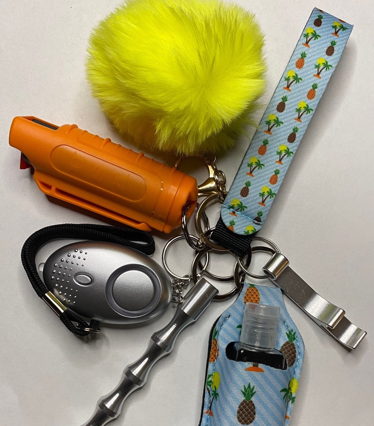 Yellow & Orange Tropical Print Self-Defense Keychain Set