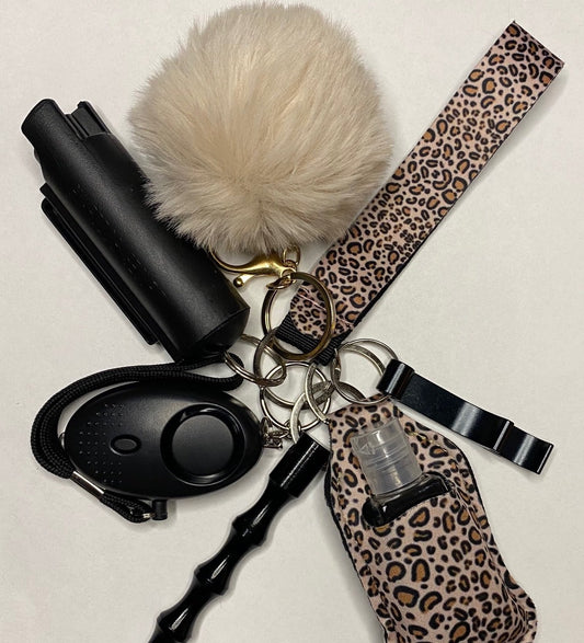 Black & Leopard Print Self-Defense Keychain Set